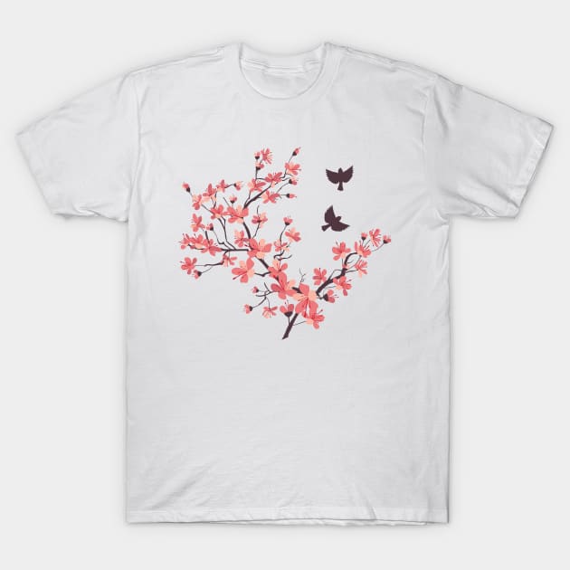 Cherry Blossom Bird Blast! T-Shirt by SWON Design